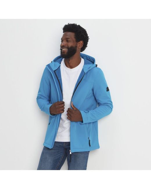 TOG24 Blue Feizor Shower Resistant Softshell Hooded Jacket Tropical for men