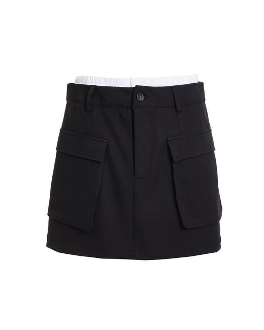 Quiz Black Double Waistband Cargo Mini Skirt