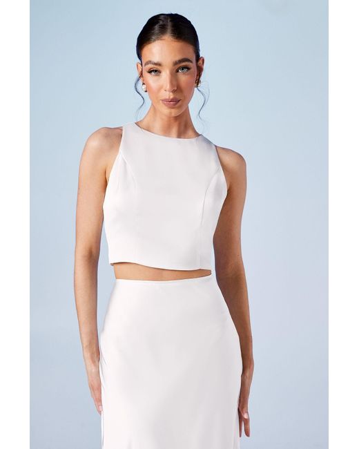 Oasis Blue Satin Racer Bridal Top