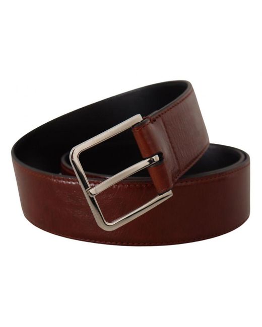 Dolce & Gabbana Brown Bordeaux Calf Patent Leather Logo Waist Buckle Belt