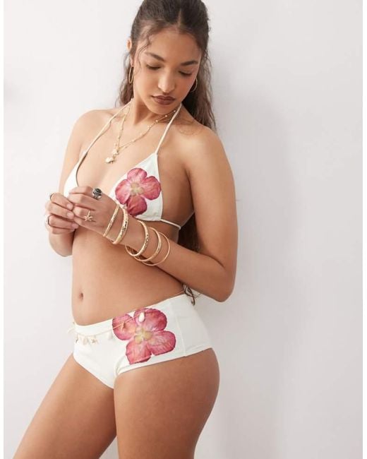 Motel Pink Kairi Orchid Print Bikini Bottoms