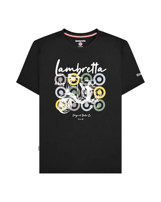 Lambretta Black Scooter Brand Big & Tall T-Shirt Cotton for men