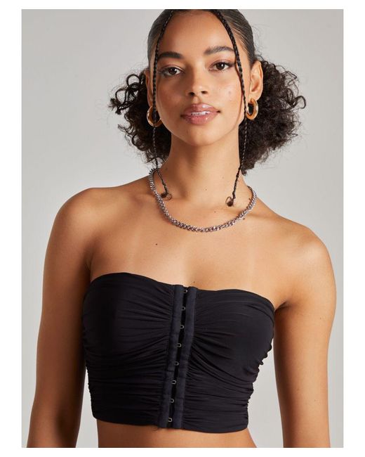 Pink Vanilla Gray Eyelet Detail Corset Top