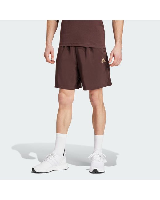Adidas Brown Aeroready Essentials Chelsea Small Logo Shorts for men