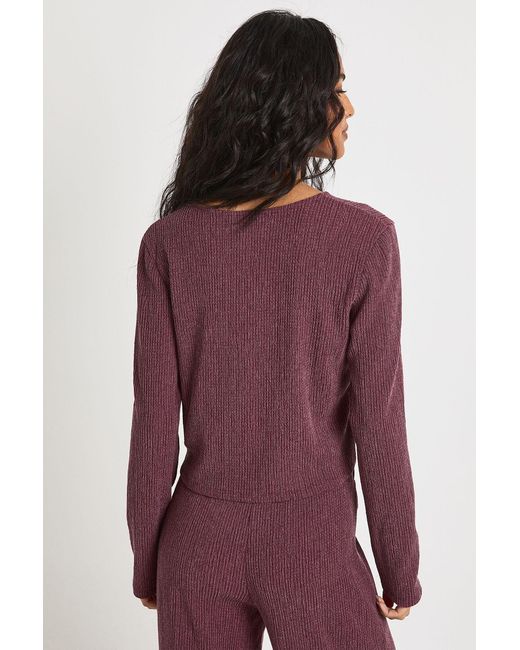 Boohoo Textured Button Through Long Sleeve Top