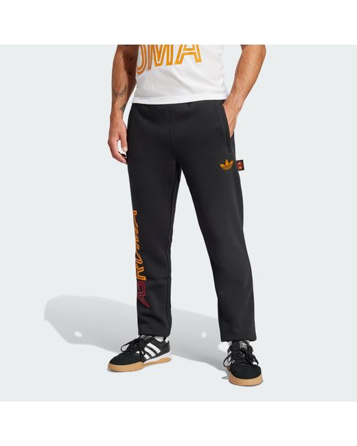 Adidas Originals Black As Roma Graphic Pants for men