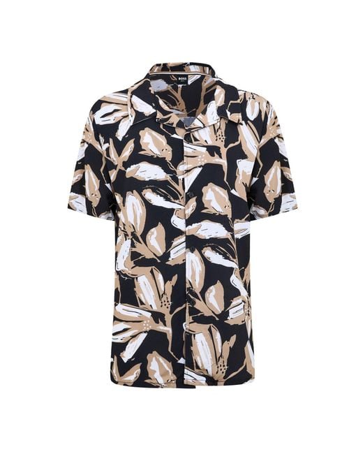 Boss Black Beach Patterned Short Sleeve Shirt for men