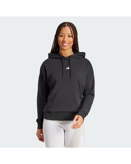 Adidas Black Essentials Small Logo French Terry Hoodie