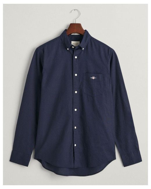 Gant Blue Regular Cotton Linen Shirt for men