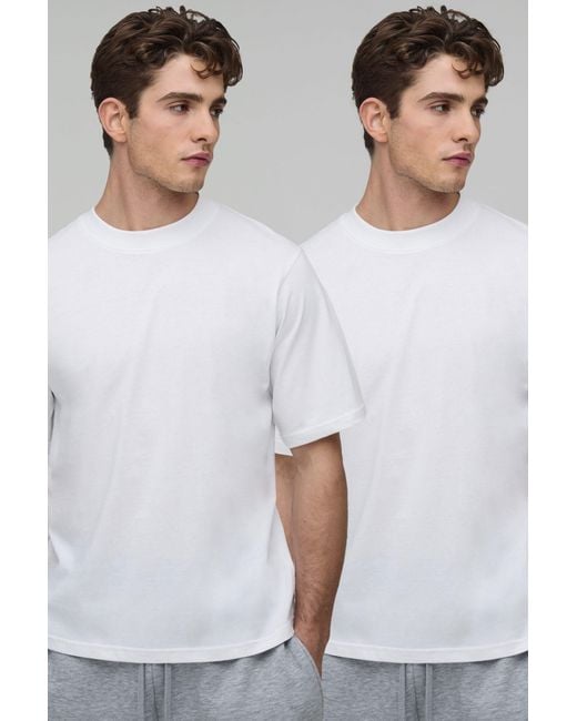 BoohooMAN White 2 Pack Basic Regular Fit T-Shirt for men