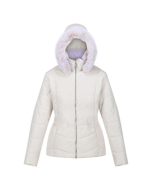 Regatta White Ladies Wildrose Baffled Padded Hooded Jacket (Light Vanilla)