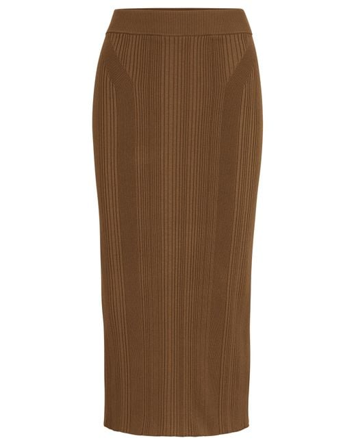 Boss Brown Womenss Freedah Knitted Pencil Skirt