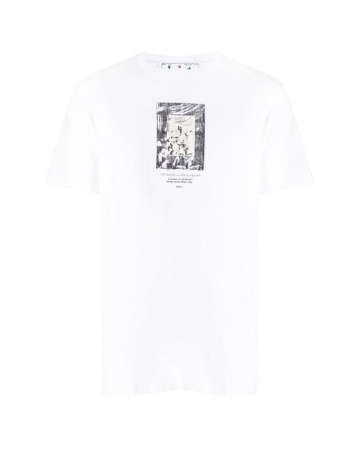 Off-White c/o Virgil Abloh White Paint Mirror Logo Slim Fit T-Shirt Cotton for men