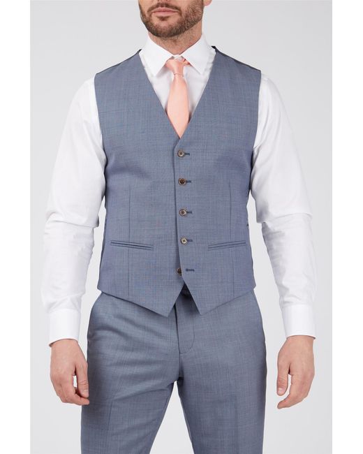 Scott Blue Sleeveless V-Neck Tailored Waistcoat for men