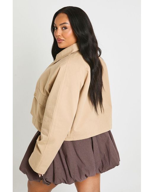 Boohoo Brown Plus Utility Cropped Jacket
