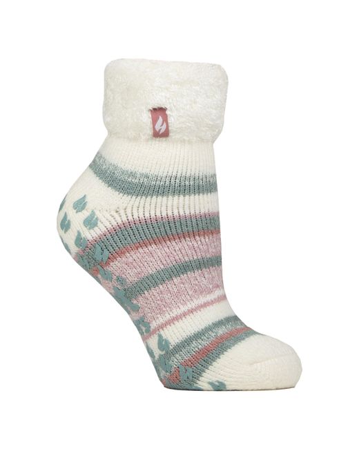 Heat Holders Gray Ladies Soft Stripe Lounge Socks For Winter