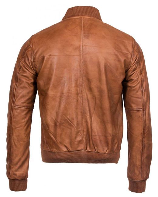 Infinity Leather Brown Varisty Bomber Jacket for men