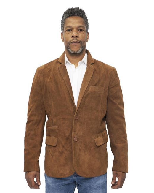 Infinity Leather Brown Slim Goat Suede Italian Blazer Jacket-Alexandria for men