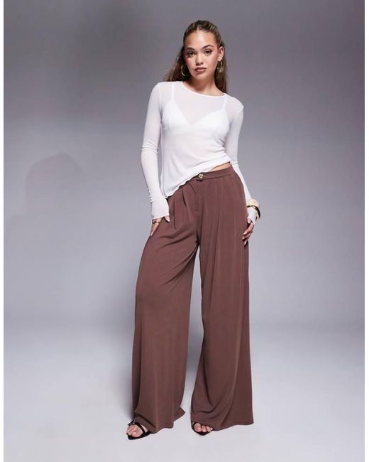 ASOS Purple Super Wide Leg Modal Trouser With Pleat Detail