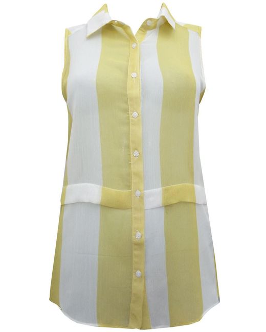 Secret Label Green Striped Sleeveless Chiffon Blouse