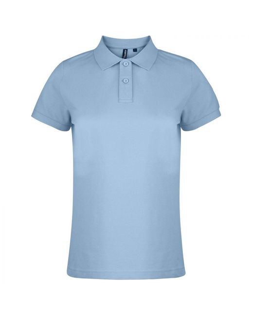 Asquith & Fox Blue Ladies Plain Short Sleeve Polo Shirt (Sky)