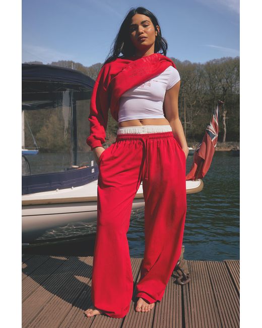 Boohoo Red Wide Leg Trouser