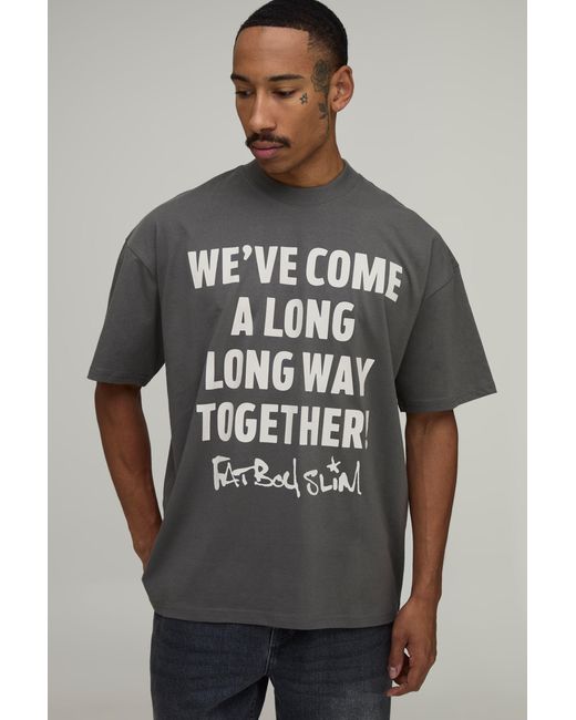 BoohooMAN Gray Oversized Fat Boy Slim License Print T-Shirt for men