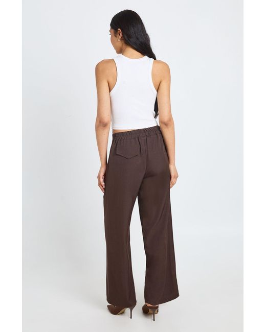 Boohoo Brown Tall Woven Pocket Detail Wide Leg Trouser