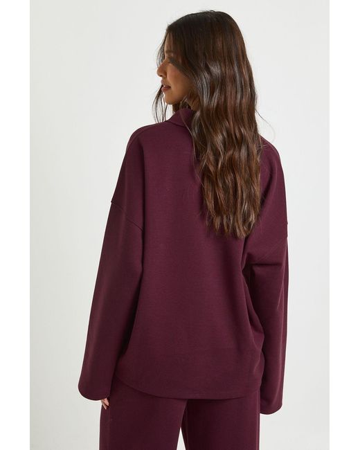 Boohoo Purple Interlock Collared Rugby Sweatshirt