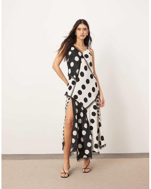 ARRANGE Natural Contrast Fabric Cami Maxi Dress With Hanky Hem