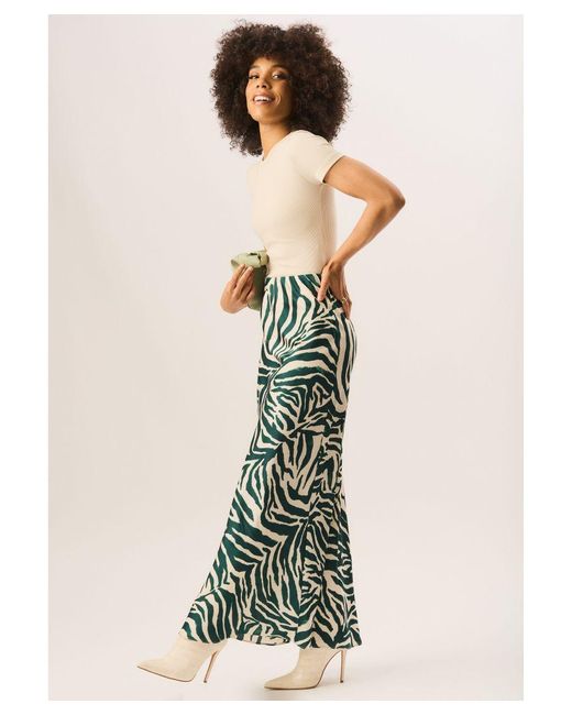 Gini London Green Zebra Bias Maxi Skirt