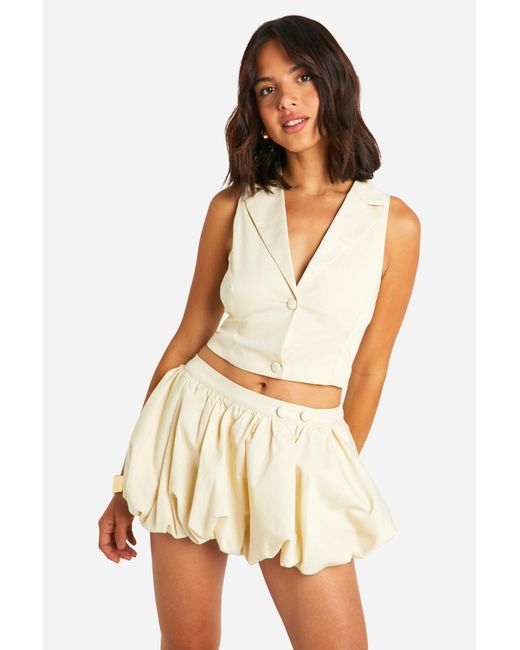 Boohoo Yellow Low Rise Puffball Mini Skirt
