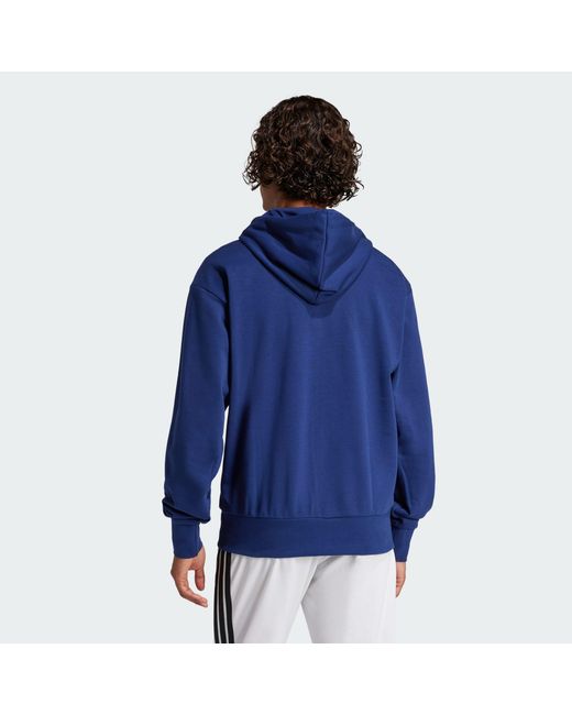 Adidas Originals Blue Essentials Big Logo French Terry Hoodie for men