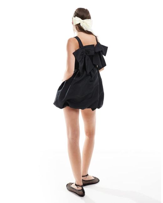 ASOS Black Mini Bow Back Bubble Hem Dress