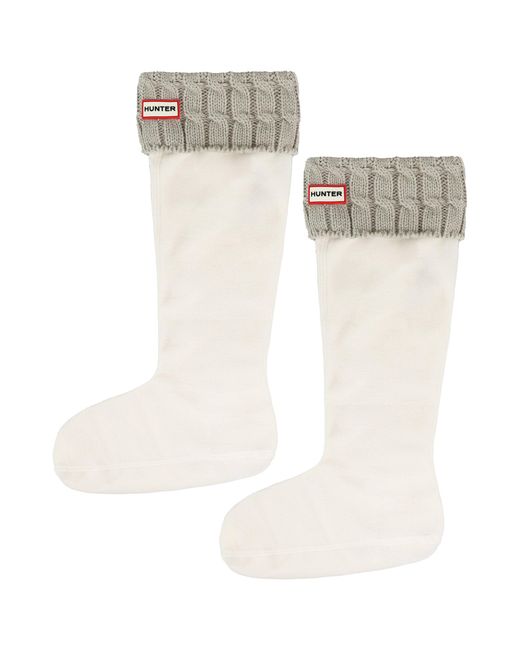 Hunter White 6 Stitch Cable Cuff Tall Boot Sock for men