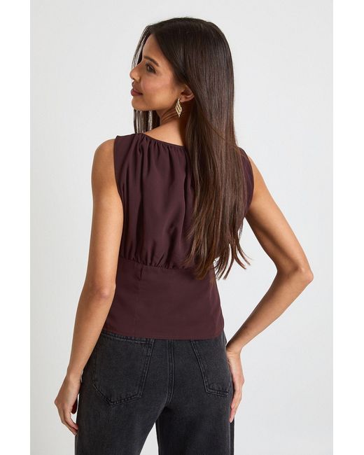 Boohoo Purple Chiffon Ruched Top