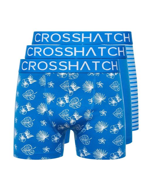 Crosshatch Blue Hovland Boxer Shorts (Pack Of 3) (Directoire) for men