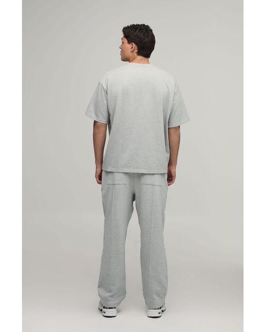 BoohooMAN Gray Heavyweight Embroidered Oversized T-Shirt for men