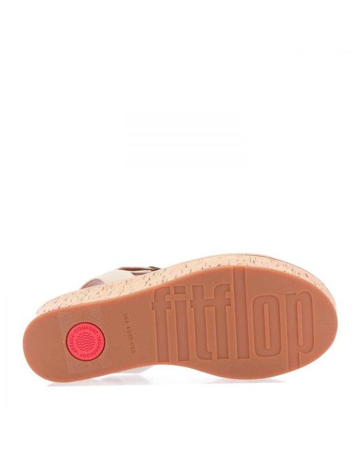 Fitflop 's Fit Flop Eloise Leather Back-strap Wedge Sandals In Stone in het Pink