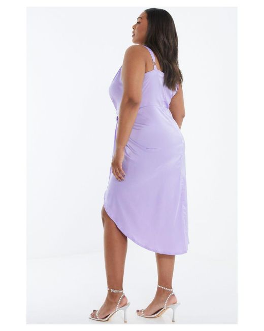 Quiz Purple Curve Satin Ruched Midi Dress