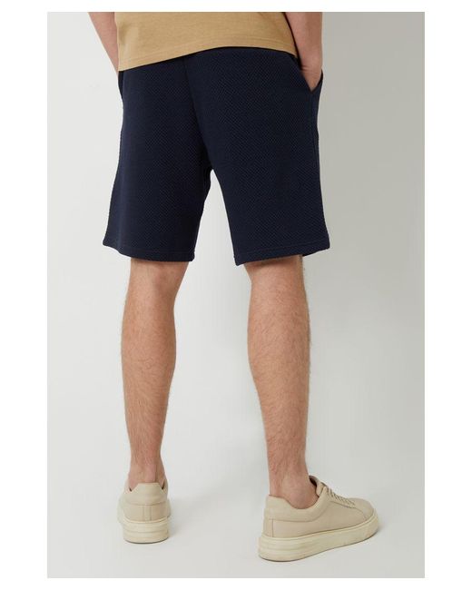 Threadbare Blue 'Jewel' Waffle Textured Sweat Shorts for men