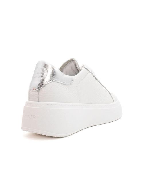 Twin Set Sneakers Lage Tweekleurige Lederen Sneakers in het White