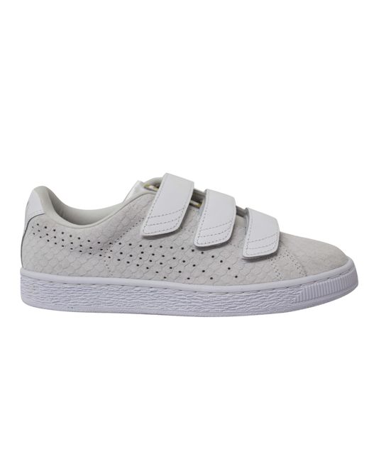 PUMA Black Basket Strap Exoticskin Hook And Look Trainers 362707 02 Leather