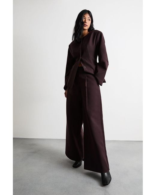 Warehouse Black The Premium Wide Leg Tailored Trousers