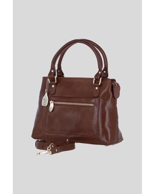 Ashwood Leather Brown Real Handbag With Detachable Crossbody Strap