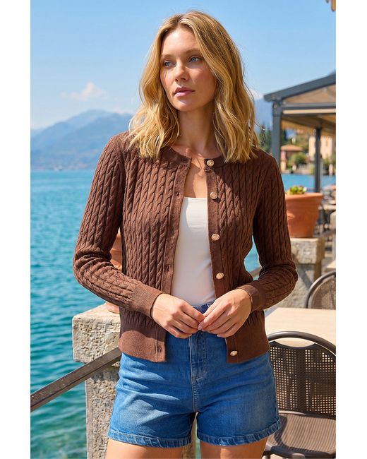 Roman Blue Cable Knit Cardigan