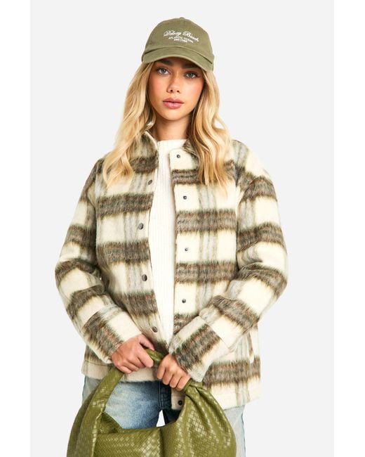 Boohoo Metallic Check Wool Look Shacket