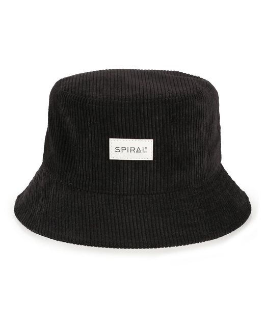 Spiral Black Accessories Wordmark Ribbed Cord Effect Bucket Hat