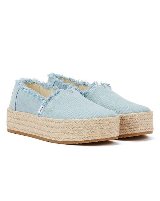 TOMS Blue Washed Denim Valcia Pastel Espadrilles Textile