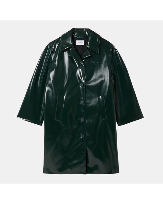 Lacoste Green Tailored Collar Vinyl Trench Coat